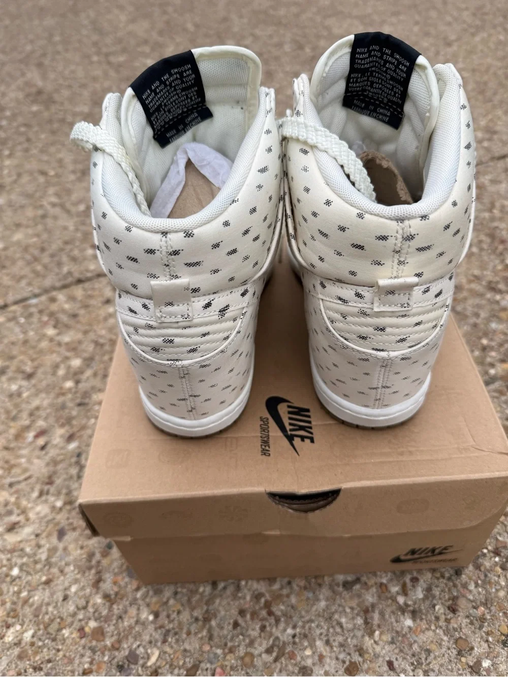 Nike White High-Top Heel Sneakers with Black Logo Accent - Picture 3 of 4